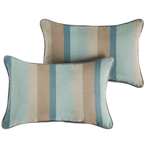 Decorative Blue Lumbar Pillow, Back Support Pillow, Brown Aqua