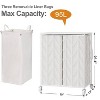 WOWLIVE Laundry Hamper with Wheels and Wood Lid, Heavy Duty Laundry Basket with Removable Liner - 3 of 4