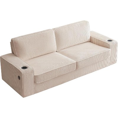 AMERLIFE Sofa with Cup Holders& USB Charging Ports, Comfy Couch for Living Room
