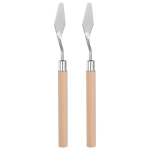 Unique Bargains Stainless Steel Wood Handle Flexible Polished Painting Mixing Scrapers 2 Pcs - 1 of 4