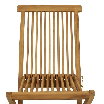 Hyannis Teak Wood Foldable Slat Back Outdoor Dining Chair - Light Brown
