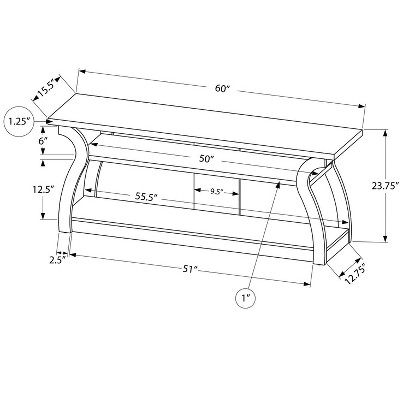 Dark Taupe 60-Inch Contemporary Media Console with Shelves