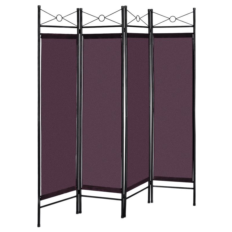 Costway 4 Panel Room Divider Privacy Screen Home Office Fabric Metal Frame, 4 of 11