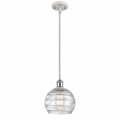 Athens Deco Swirl - 1 Light Stem Hung Mini Pendant In Industrial Style-10 Inches Tall and 8 Inches Wide