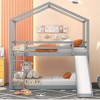 NicBex Twin over Twin Bunk Bed Roof Shape Loft Bed Wooden Bed Frame with Convertible Slide and Ladder, Guardrail, No Box Spring Required - 2 of 4
