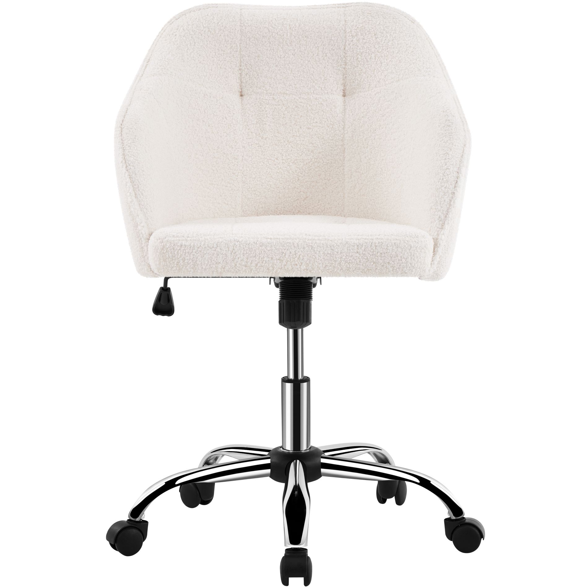 Yaheetech Velvet Desk Chair for Home Office, Soft Height Adjustable 360° Swivel Computer Chair, Ivory