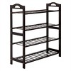 SEVOBAL 4 Tiers Large Bamboo Storage Organizer 4 Tier Shoe Shelf 12-Batten 16-Pair Shoes Stackable Cabinet for Living Room, Brown, 29.53"*10.43"*3.94" - 4 of 4