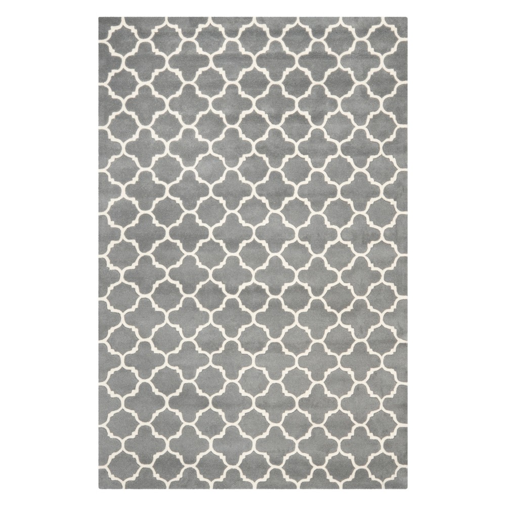 5'x8' Lena Quatrefoil Design Tufted Accent Rug Dark Gray/Ivory - Safavieh