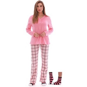 Just Love Womens Ultra-Soft Pajama Pant Set with Matching Socks - 3 Piece Micro Fleece PJ Set - 1 of 4