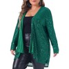 Agnes Orinda Women's Plus Size Sequin Sparkly Long Sleeve Open Front Shimmer Glitter Cardigans - 2 of 4