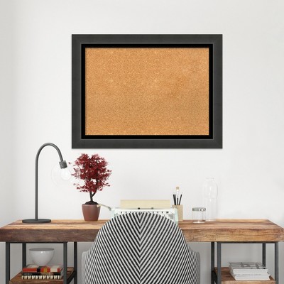 Tuxedo Black Framed Natural Cork Bulletin Board 33" x 25"