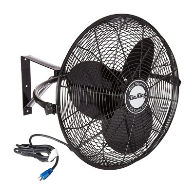 Air King 20 Inch 1/6 Horsepower 3-Speed 90-Degree Adjustable Angle Non-Oscillating Enclosed Workshop Home Garage Steel Wall Mounted Fan, Black