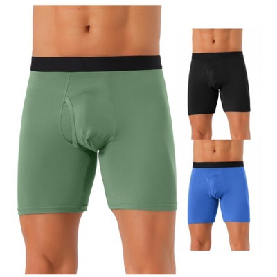 INSPIRE CHIC Men's 3 Pack Solid Color Soft Stretch Open-fly Basic Boxer Briefs