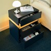 QingMoon Modern Night Stand with 3 Drawers, Led Bedside Table, with Silent Slide Drawer, for Office, Office File Cabinet Organizer - 4 of 4