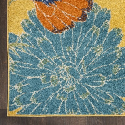 Sunlit Bloom 9' x 12' Yellow Floral Synthetic Area Rug