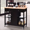 Costway Rolling Kitchen Trolley Island Utility Cart Storage Shelf Cabinet Drawers BrownWhite - 3 of 4