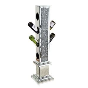 SEVOBAL Wine Racks Crushed Diamond Floating Mirrored Wine Bottle Holder with Modern Display Design, Silver, 11.81"*10.24"*49.61" - 1 of 4