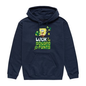 Men's SpongeBob Squarepants Luck Of The Square Pants Graphic Fleece Pullover Hoodie - Navy - 2 X-Large - 1 of 4