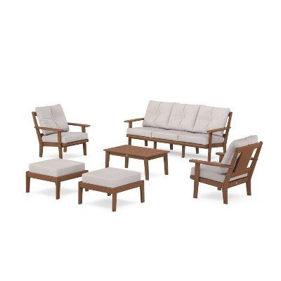 POLYWOOD 6pc Prairie Lounge Sofa Outdoor Patio Conversation Set