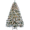 Yaheetech Pre-lit Flocked Artificial Christmas Tree with Warm Lights, PVC Branch Snow Frosted Xmas Tree with Foldable Stand - 2 of 4