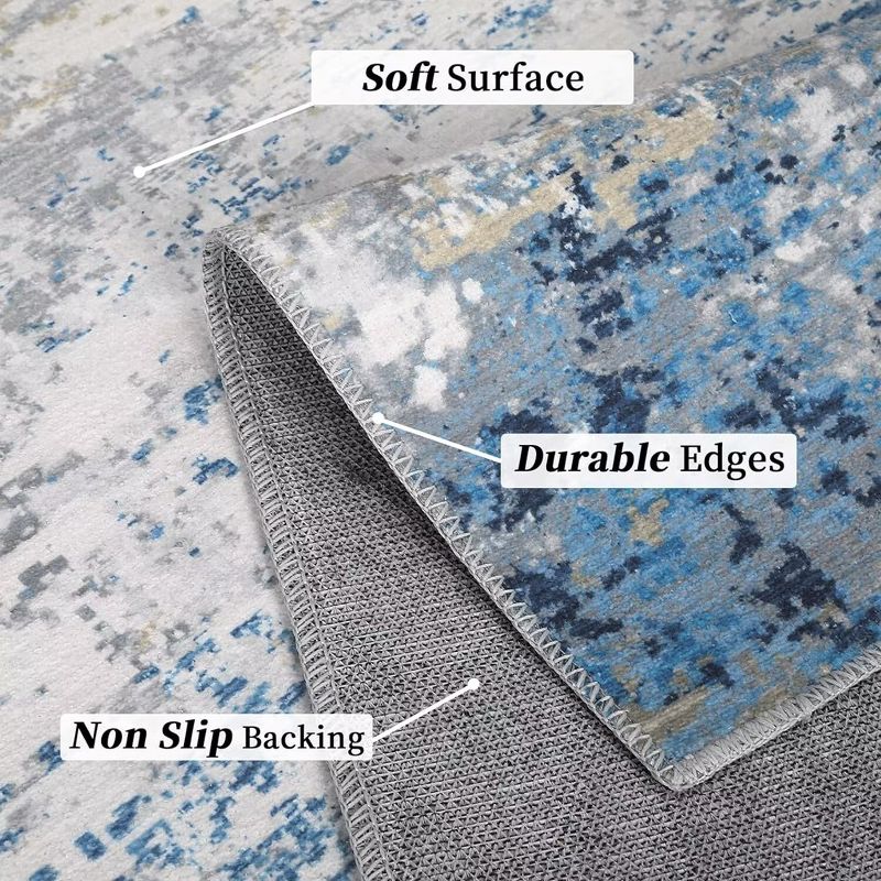 Modern Abstract Rug Washable Rug Low Pile Non-Slip Rugs for Living Room Bedroom, 3 of 8