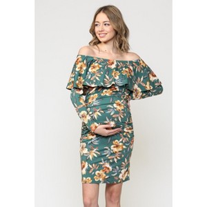 Hello MIZ Womens Floral Off The Shoulder Maternity Dress - 1 of 1