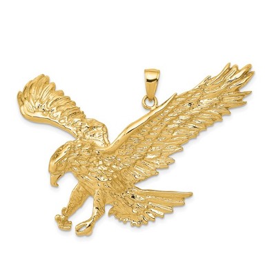 Black Bow Jewelry 14k Yellow Gold Extra Large 2D Landing Eagle Pendant