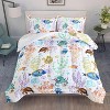 Turtle Comforter Set Twin Ocean Watercolor Sea Turtle Bedding Set Tropical Fish Marine Life Bed Set with 2 Pillowcases for Kids Room Decor - 3 of 4