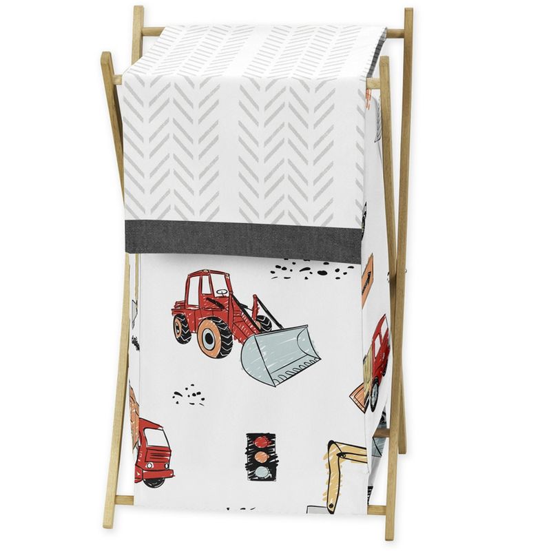 Sweet Jojo Designs Boy Laundry Hamper Construction Truck Red Blue and Grey, 1 of 6