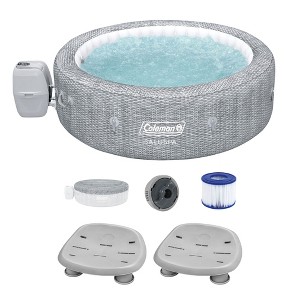Bestway Coleman Sicily AirJet Inflatable Round Hot Tub with EnergySense Cover & 2 SaluSpa Underwater Non-Slip Pool Spa Seat with Adjustable Legs, Gray - 1 of 4