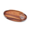Nambe Braid 18-Inch Serving Board with Dipping Dish - Acacia Wood Tray with Chrome Handle & Glass Dip Bowl - Weddings, Parties, Gatherings - 3 of 4