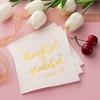Blue Panda 50-Pack Thankful & Grateful in Gold Foil Thanksgiving Paper Cocktail Napkins Fall Party Supplies - 3 of 4