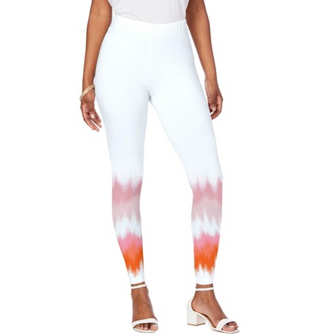 Roaman's Women's Plus Size Placement-print Legging - 30/32, White Dip Dye :  Target