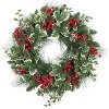 Haute Décor 24" Pre-lit Christmas Holly Pine Artificial Wreath - 2 of 4