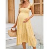 Maternity Dress Square Neck Sleeveless Smocked Ruffle Sleeve Baby Shower Photoshoot Summer Midi Dresses - 2 of 4