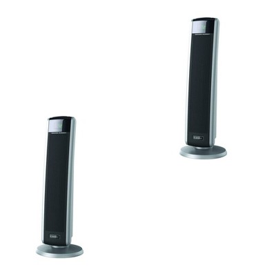 Lasko 5586 Portable 1500 W Room Oscillating Ceramic Tower Space Heater with Remote, Adjustable Thermostat, Digital Controls, and 8 Hour Timer (2 Pack)