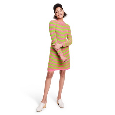 slim fit dress slacks Pink and Green Striped Contrast Mini Dress — Gaudie and Company main image 1