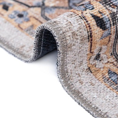 Ivory Almond Rectangular Washable Chenille Area Rug