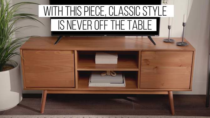 Solid Wood Mid-Century Modern TV Stand for TVs up to 65" - Saracina Home, 2 of 20, play video