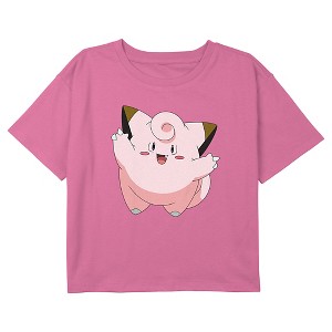 Girl's Pokemon Clefairy Large Portrait Crop Top T-Shirt - 1 of 3