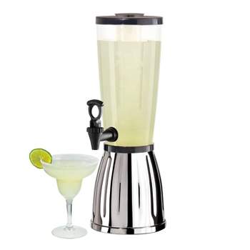 Navaris Beverage Dispenser with Spigot - 2.1 Gallon (8L) Glass Drink Jar with Stainless Steel Tap and Clip Top Lid - for Hot or Cold Drinks, Ice