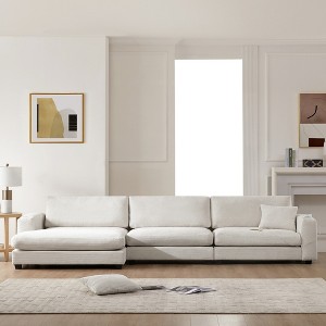 YOOCOZZ Corduroy Sectional Sofa with Wide Seat, Chaise Lounge, Cup Holders and USB Charging Ports - 1 of 4