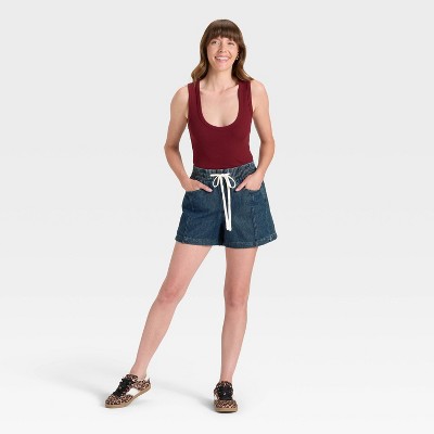Women's High-Rise Drawstring Denim Beach Shorts - Universal Thread' - image 3