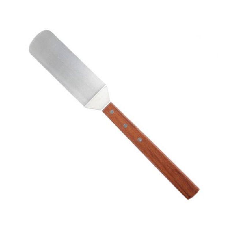 Winco Giant Solid Turner with Offset, Stainless Steel Blade, Wooden Handle, 3" x 10" Blade, 2 of 3