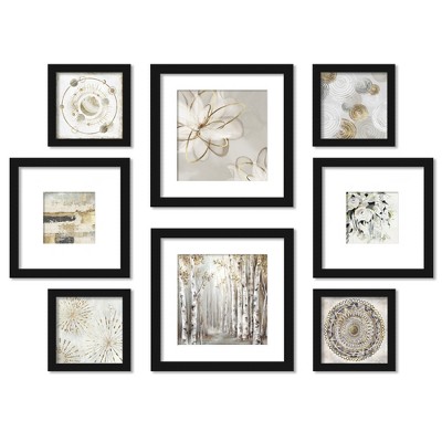 (Set of 8) Americanflat Gardenia Gold Framed Gallery Wall Art Set