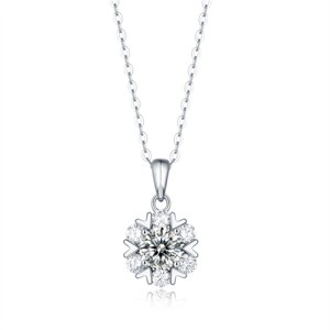 Guili 1ct Stunning Round Brilliant Lab-Grown Moissanite Solitaire Drop Pendant Necklace – Elegant and Timeless Design - 1 of 3