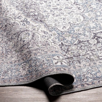 Colin Light Blue Chenille 6'7"x9' Easy-Care Rectangular Rug