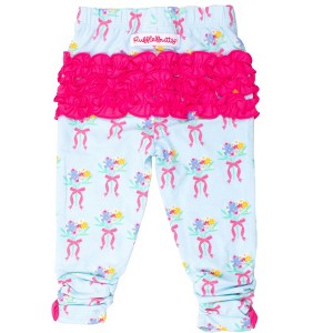RuffleButts Baby Girls Ruched Bow Leggings - 1 of 3