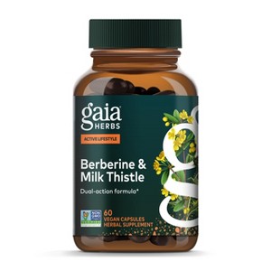 Gaia Herbs Berberine & Milk Thistle – Vegan, non-GMO capsules for metabolic & liver support with berberine, milk thistle & ginger. 60 caps. - 1 of 4