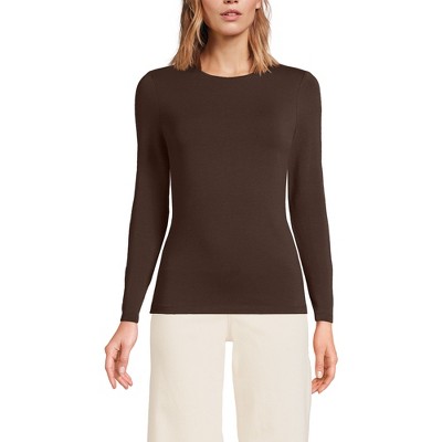 Lands' End Women's Plus Size Lightweight Jersey Skimming Long Sleeve Crew Neck T-shirt